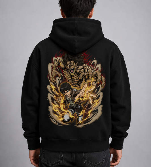 Hoodie,Oversized,Anime,AttackOnTitan,ErenYeager