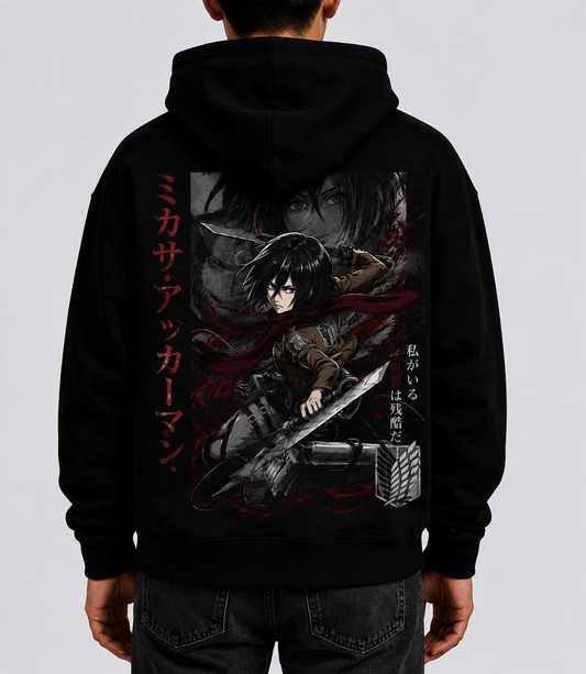 Hoodie,Oversized,Anime,AttackOnTitan,MikasaAckerman