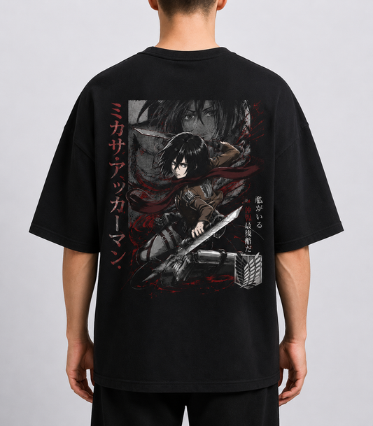 TShirt,Oversized,Anime,AttackOnTitan,MikasaAckerman