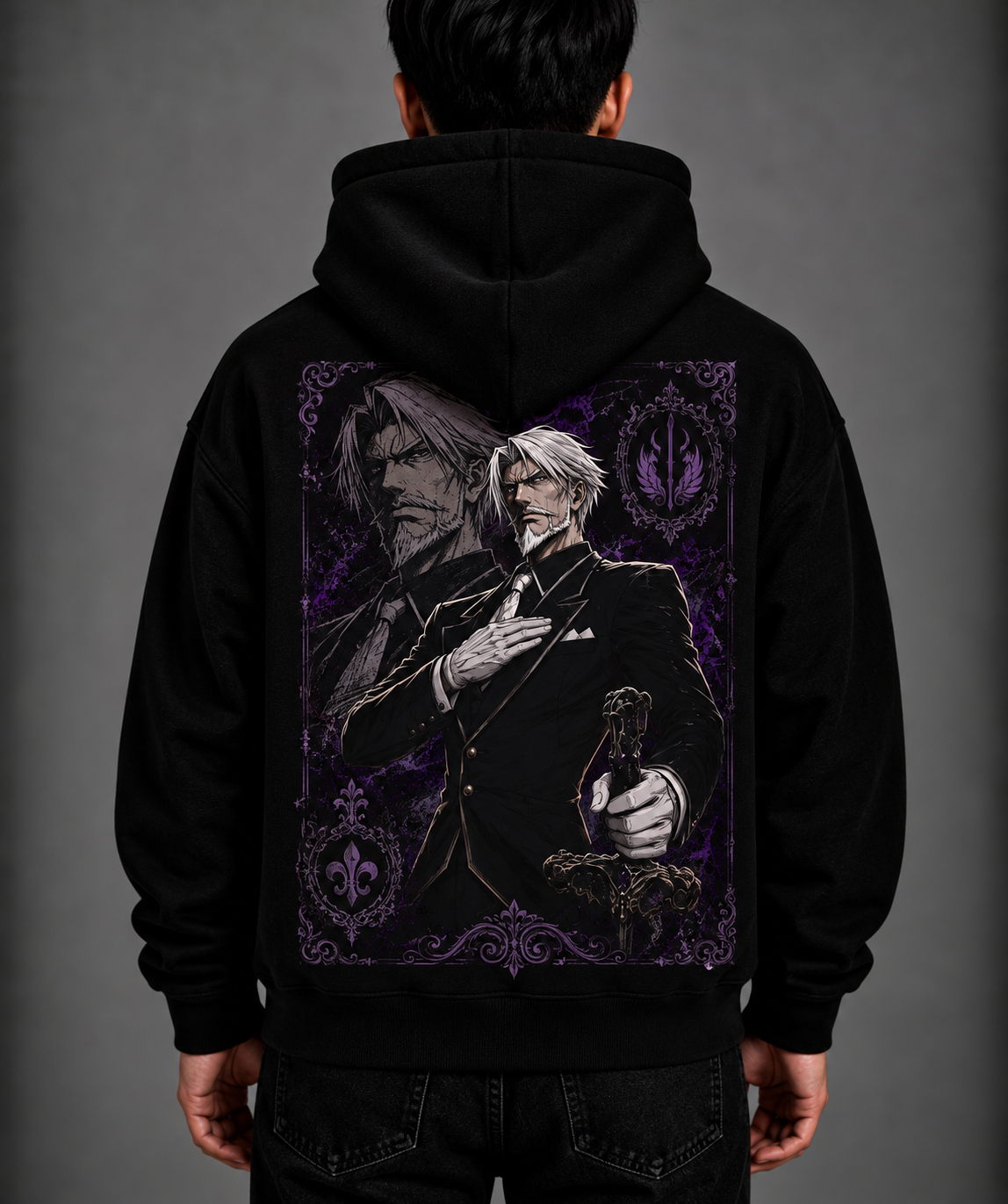 Hoodie,Oversized,Anime,Overlord,SebasTian