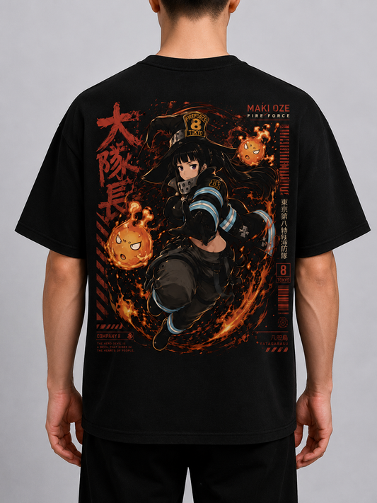 TShirt,Oversized,Anime,FireForce,MakiOze
