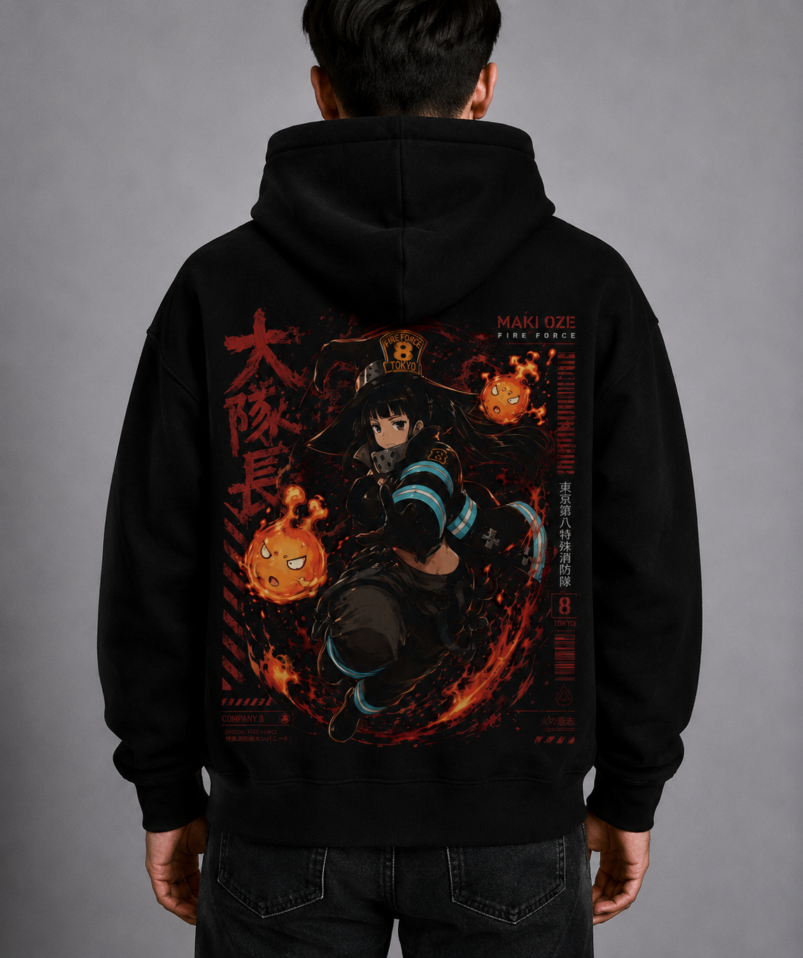 Hoodie,Oversized,Anime,FireForce,MakiOze