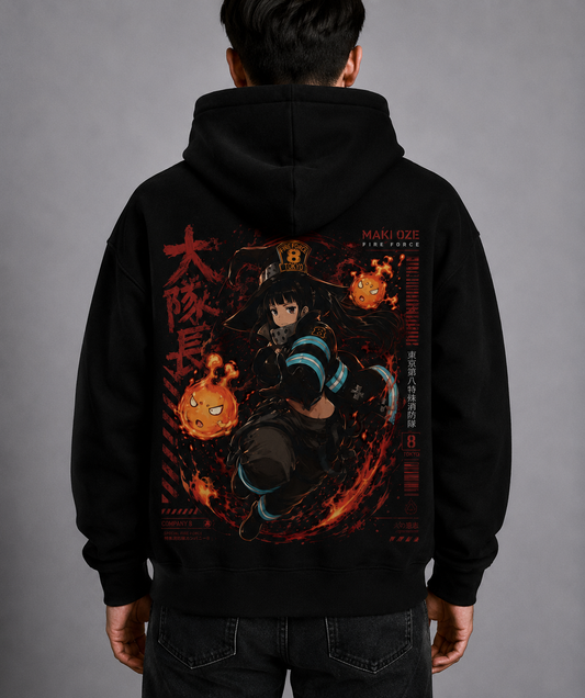 Hoodie,Oversized,Anime,FireForce,MakiOze