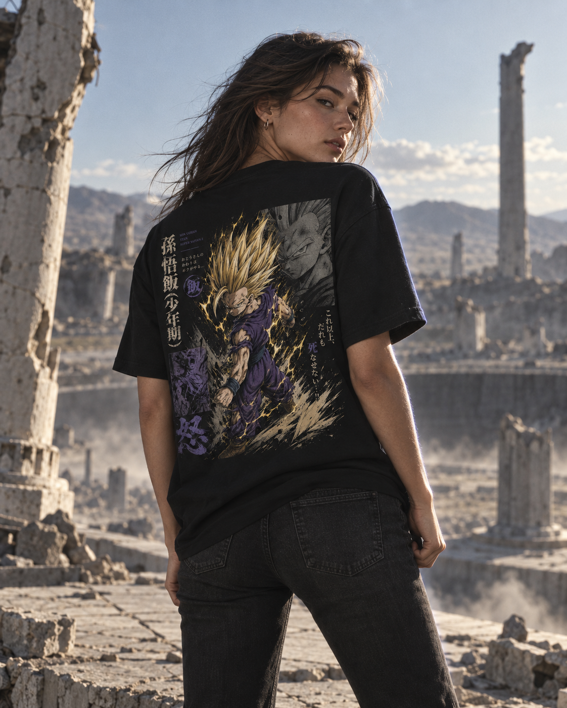 TShirt,Oversized,Anime,DragonBall,TeenGohanSSJ2